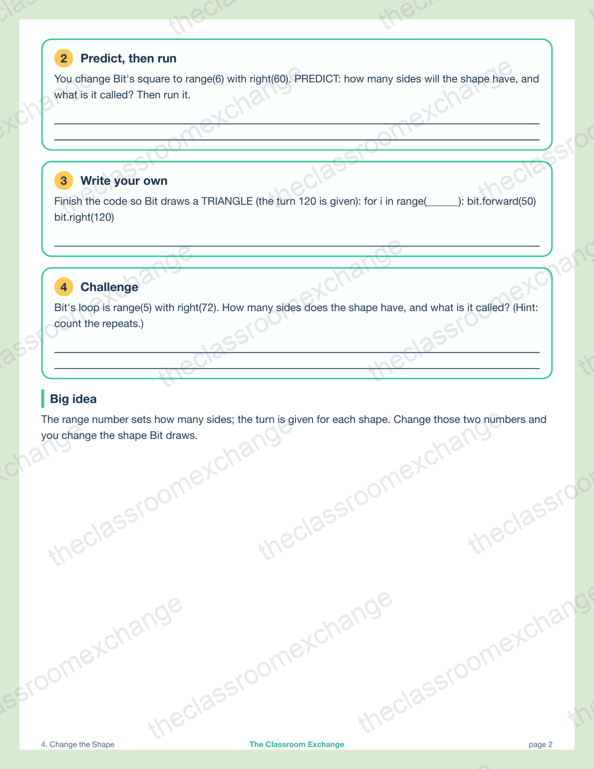 Grade 3 Coding: Change the Shape alternative view
