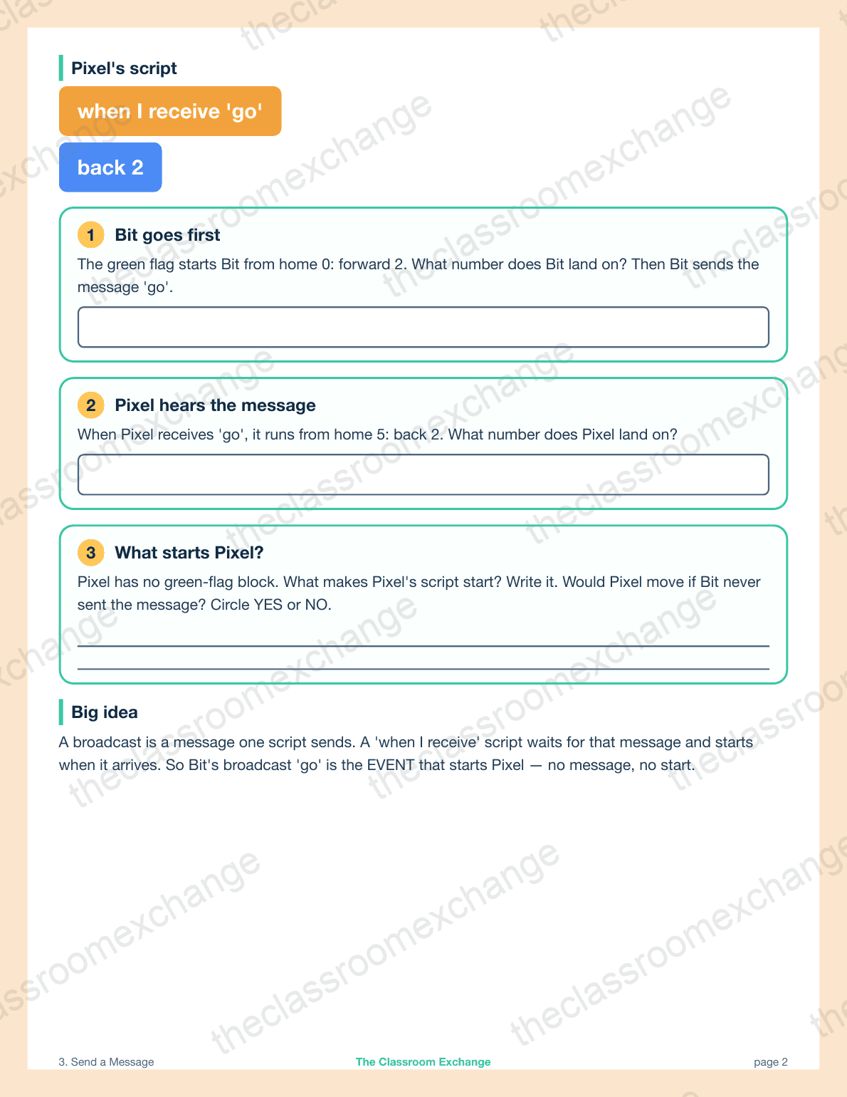 Grade 2 Coding: Send a Message alternative view