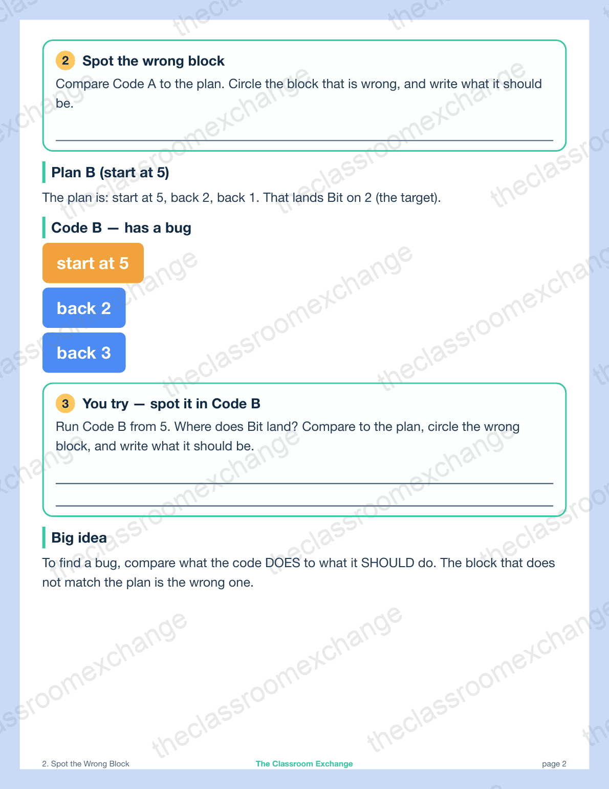 Grade 1 Coding: Spot the Wrong Block alternative view