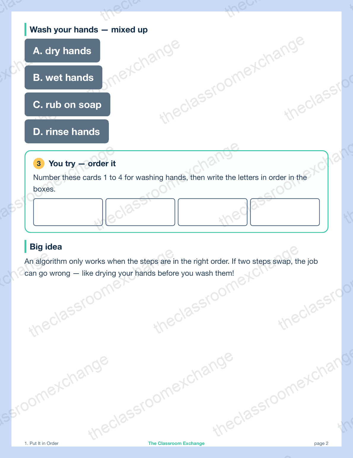 Grade 1 Coding: Put It in Order alternative view