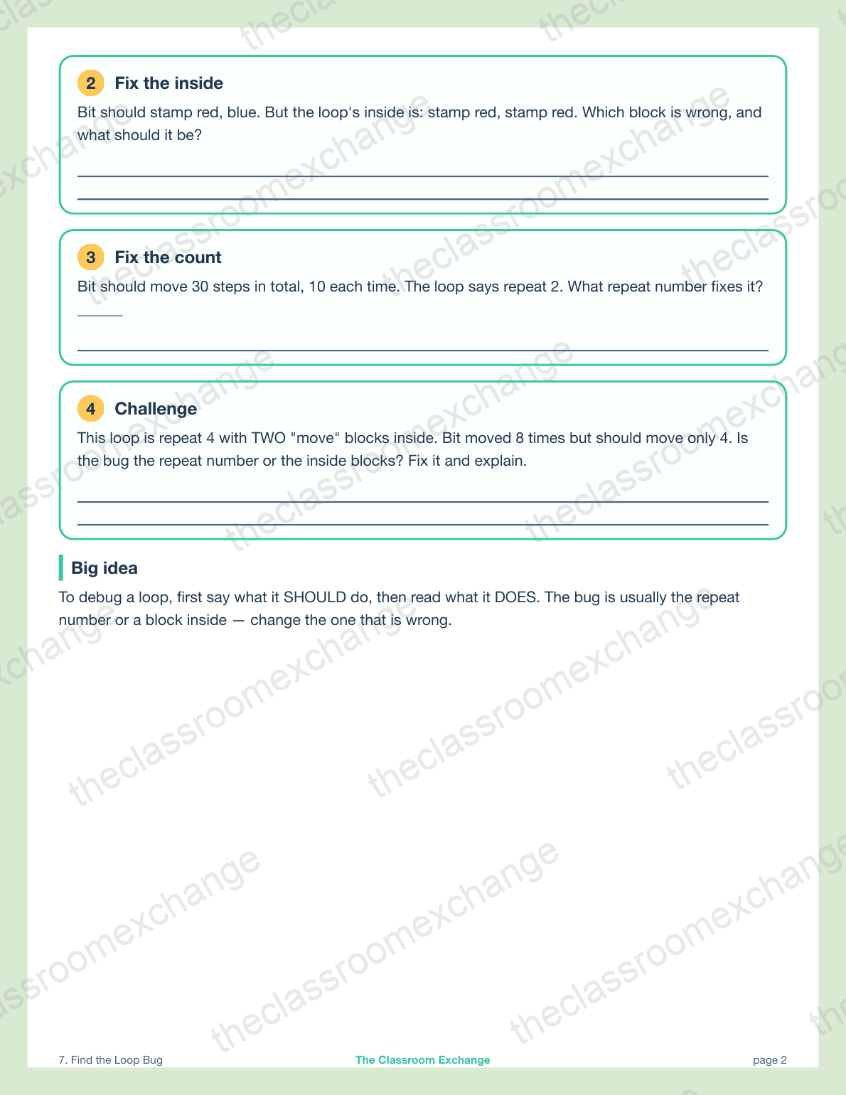 Grade 3 Coding: Find the Loop Bug alternative view
